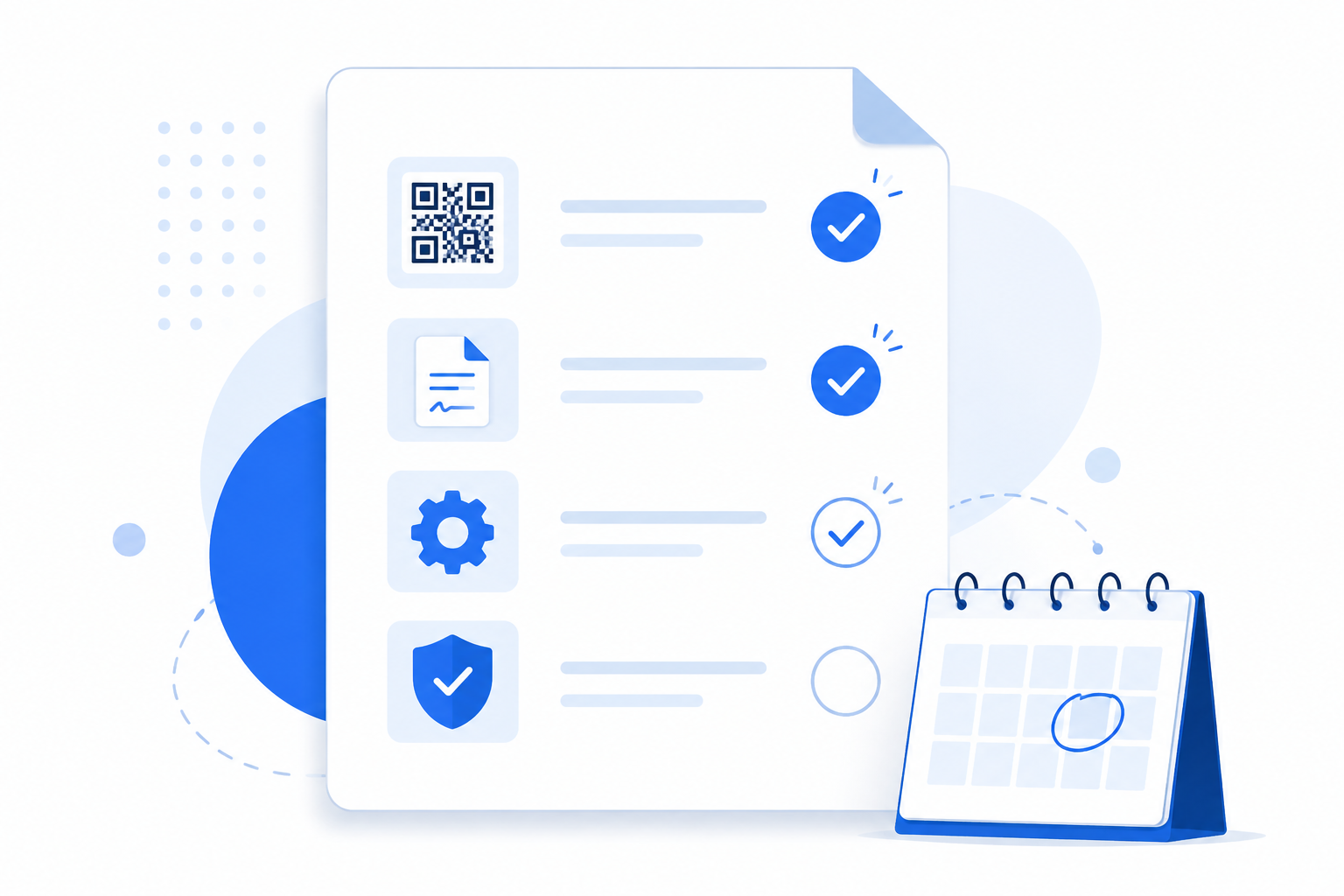 Checklist de requisitos Verifactu para PrestaShop con iconos de QR, documento legal, configuración técnica y escudo de seguridad, junto a un calendario con fecha marcada para 2027